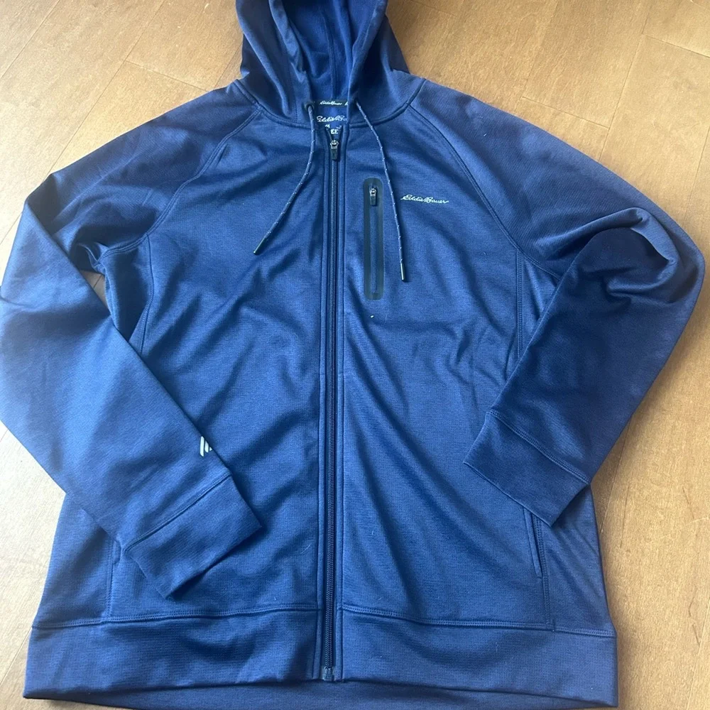 Eddie Bauer Motion FreeDry Fleece Full Zip Hoodie Navy Blue Men's Size L - Picture 2 of 5